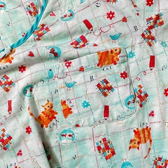 Vintage Basic Editions 90s Grannycore Kitty Cat Sleeper Night Shirt - Picture 5 of 7